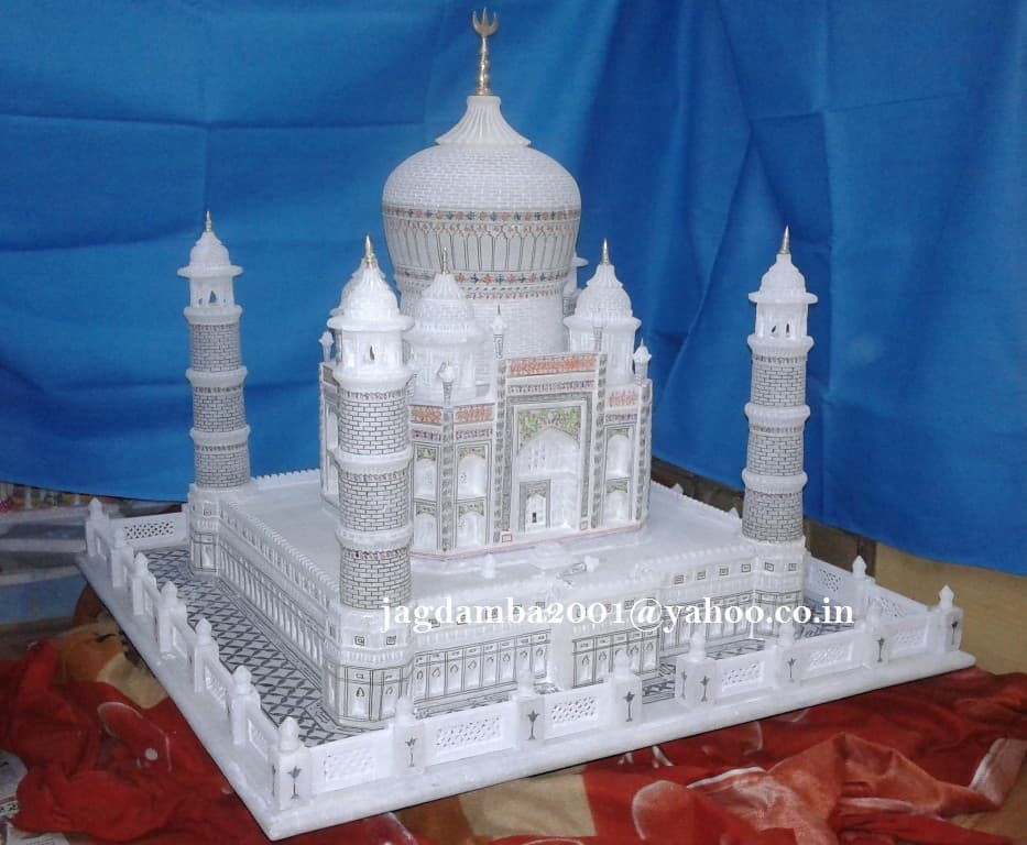 Collectible Marble Taj Mahal Handmade Inlaid Home Decoration